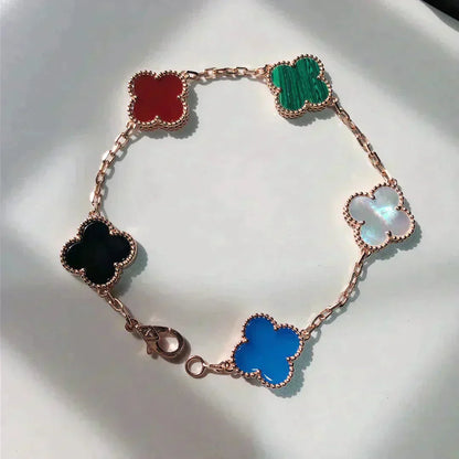 [Luna Brilliance]CLOVER 5 MOTIFS MULTICOLOR  BRACELET