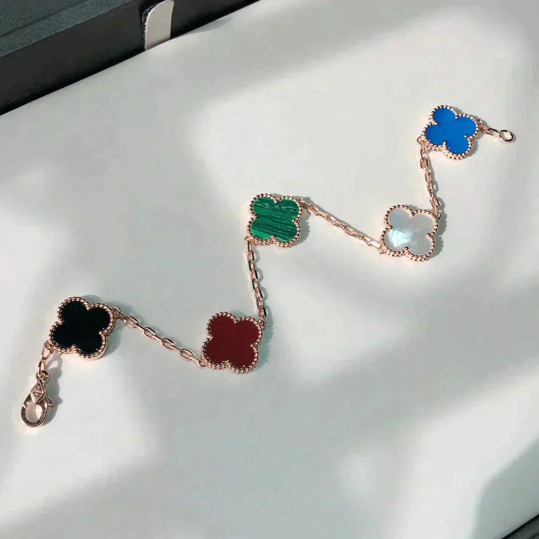 [Luna Brilliance]CLOVER 5 MOTIFS MULTICOLOR  BRACELET