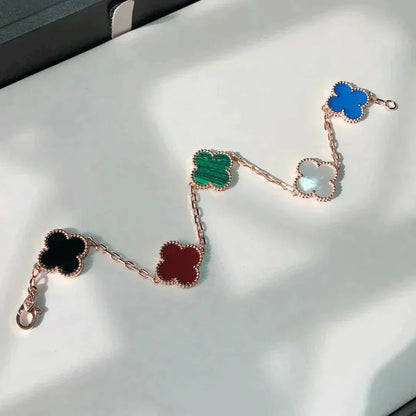 [Luna Brilliance]CLOVER 5 MOTIFS MULTICOLOR  BRACELET