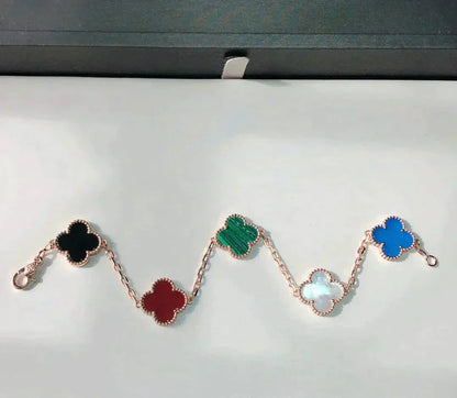[Luna Brilliance]CLOVER 5 MOTIFS MULTICOLOR  BRACELET
