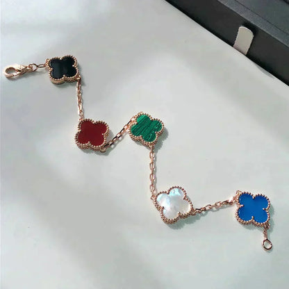 [Luna Brilliance]CLOVER 5 MOTIFS MULTICOLOR  BRACELET