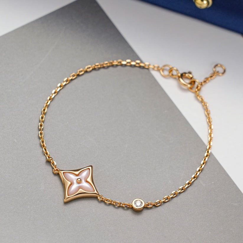 [Luna Brilliance]STAR 1 DIAMOND PINK GOLD BRACELET