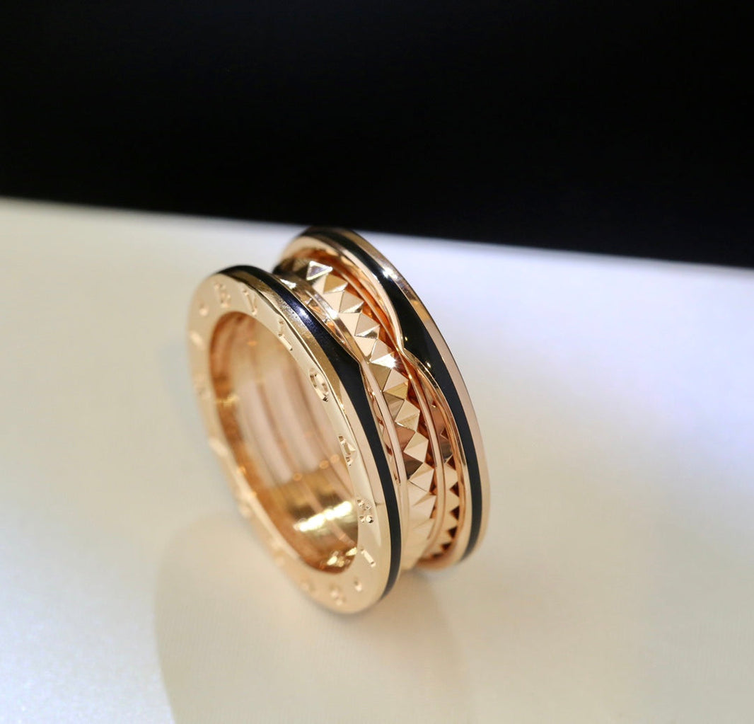 [Luna Brilliance]ZERO 1 PINK GOLD BLACK CERAMIC RING