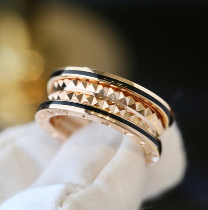 [Luna Brilliance]ZERO 1 PINK GOLD BLACK CERAMIC RING