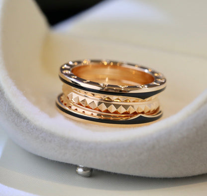 [Luna Brilliance]ZERO 1 PINK GOLD BLACK CERAMIC RING