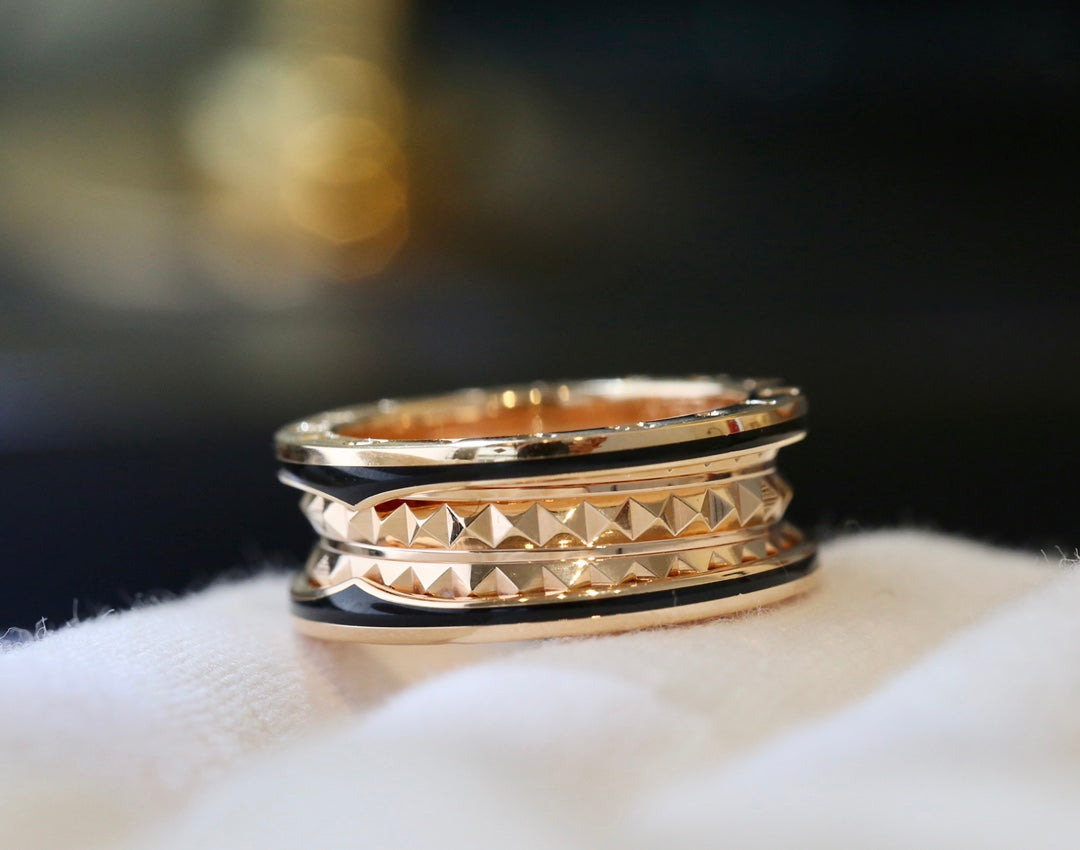 [Luna Brilliance]ZERO 1 PINK GOLD BLACK CERAMIC RING