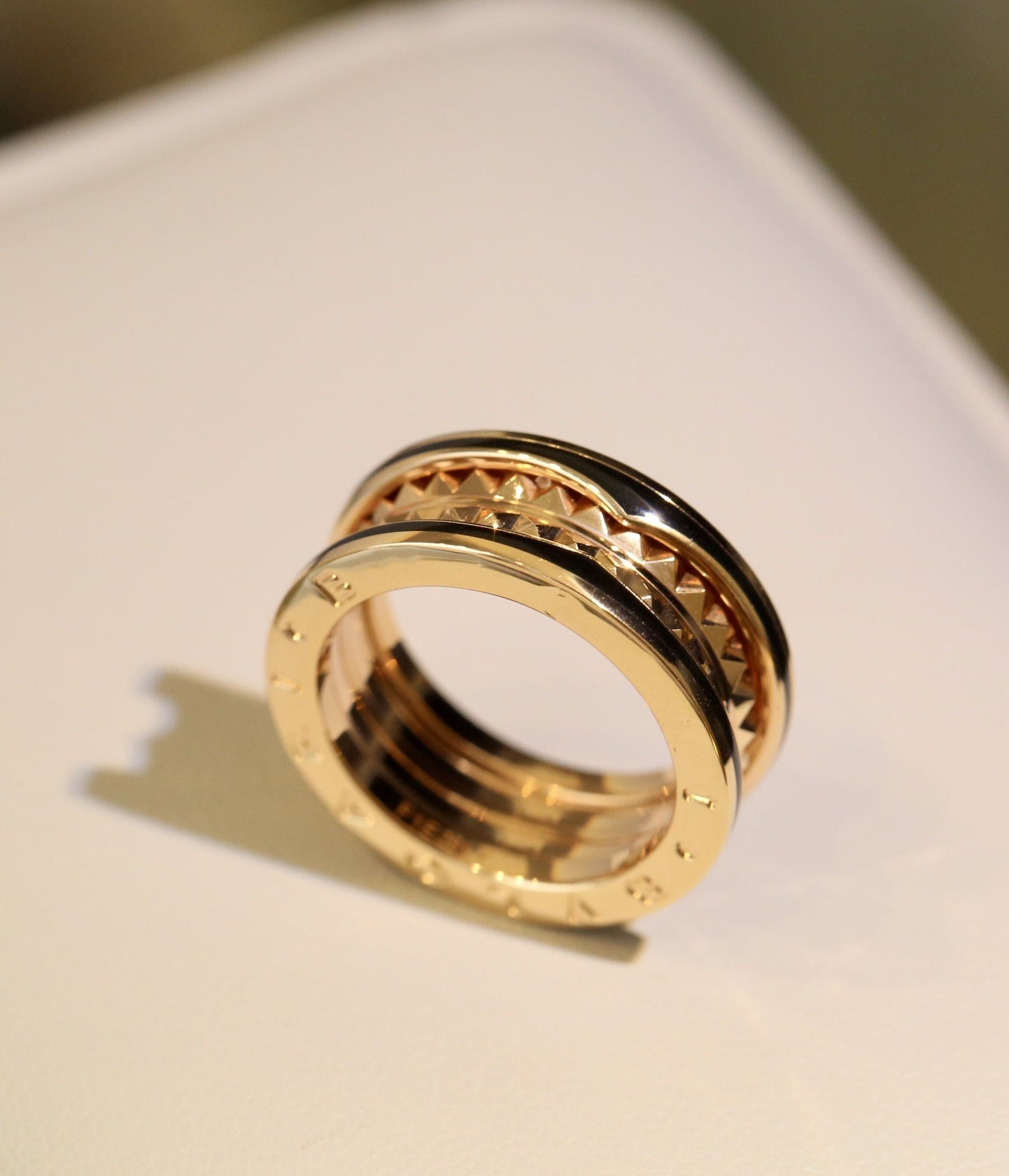 [Luna Brilliance]ZERO 1 PINK GOLD BLACK CERAMIC RING