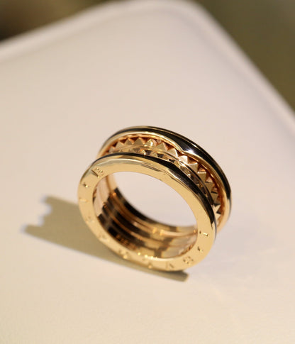 [Luna Brilliance]ZERO 1 PINK GOLD BLACK CERAMIC RING