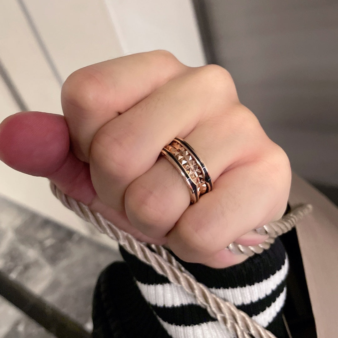 [Luna Brilliance]ZERO 1 PINK GOLD BLACK CERAMIC RING