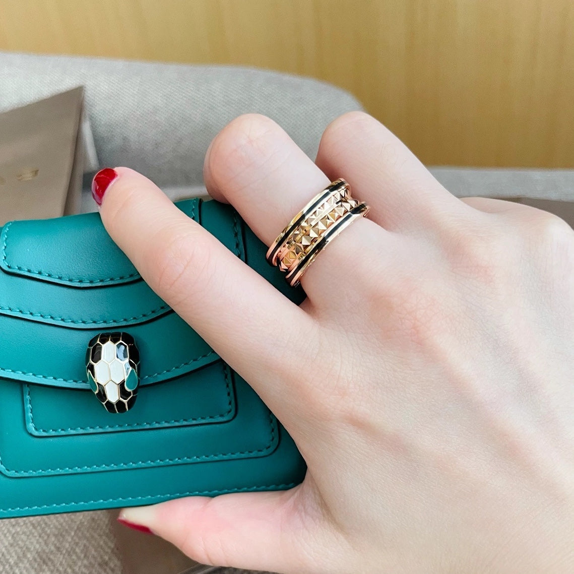 [Luna Brilliance]ZERO 1 PINK GOLD BLACK CERAMIC RING