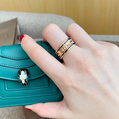 [Luna Brilliance]ZERO 1 PINK GOLD BLACK CERAMIC RING
