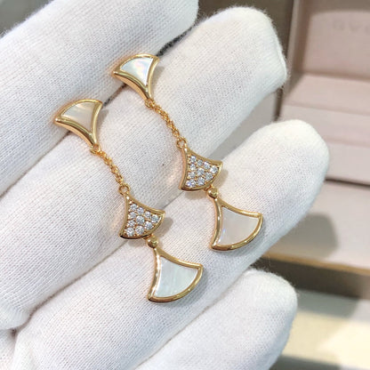 [Luna Brilliance]DREAM EARRINGS 3 MOTIFS DIAMOND MOP PINK GOLD