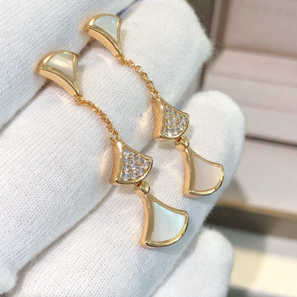 [Luna Brilliance]DREAM EARRINGS 3 MOTIFS DIAMOND MOP PINK GOLD