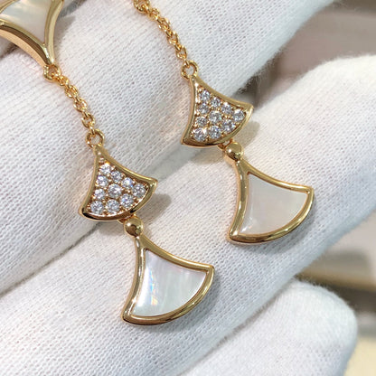 [Luna Brilliance]DREAM EARRINGS 3 MOTIFS DIAMOND MOP PINK GOLD