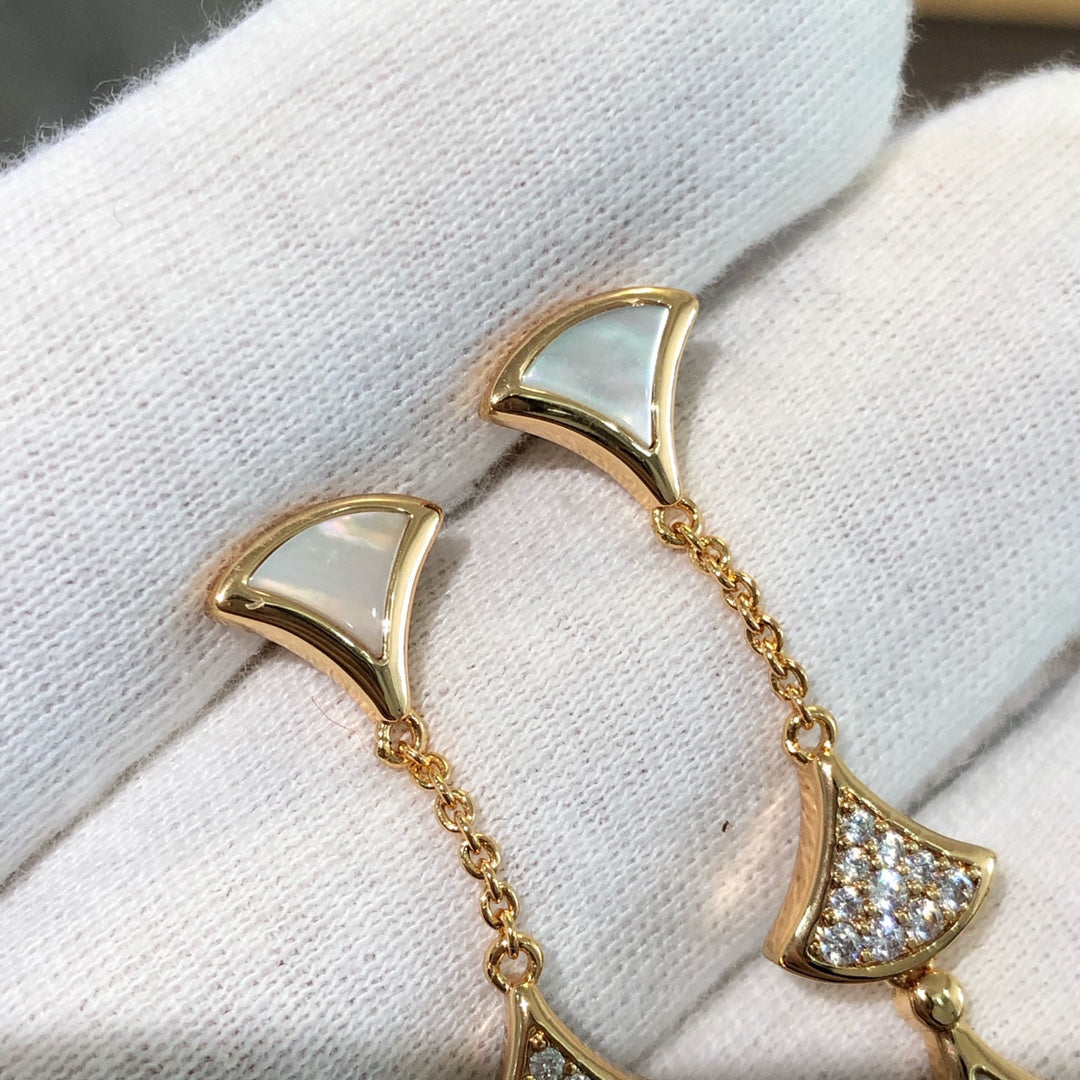[Luna Brilliance]DREAM EARRINGS 3 MOTIFS DIAMOND MOP PINK GOLD