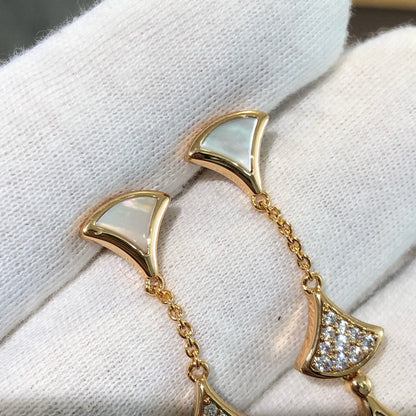 [Luna Brilliance]DREAM EARRINGS 3 MOTIFS DIAMOND MOP PINK GOLD