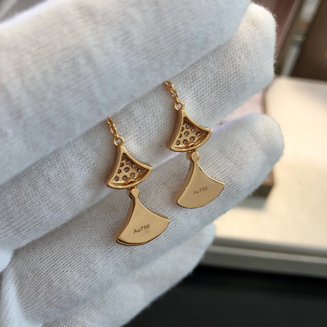[Luna Brilliance]DREAM EARRINGS 3 MOTIFS DIAMOND MOP PINK GOLD