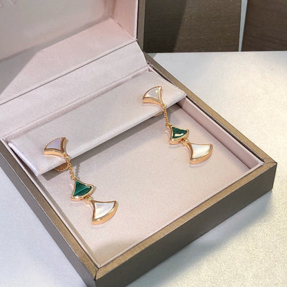[Luna Brilliance]DREAM EARRINGS 3 MOTIFS MALACHITE MOP PINK GOLD
