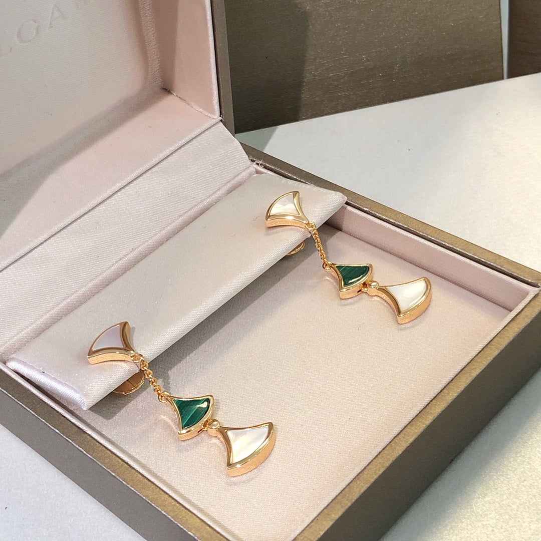 [Luna Brilliance]DREAM EARRINGS 3 MOTIFS MALACHITE MOP PINK GOLD