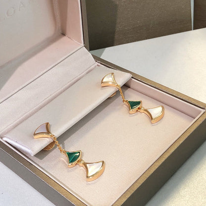[Luna Brilliance]DREAM EARRINGS 3 MOTIFS MALACHITE MOP PINK GOLD