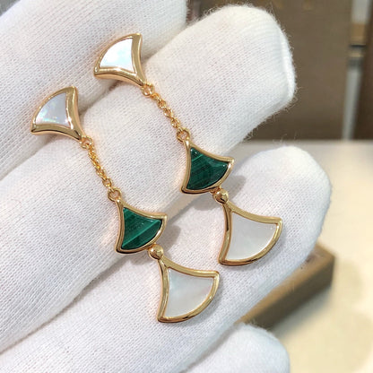 [Luna Brilliance]DREAM EARRINGS 3 MOTIFS MALACHITE MOP PINK GOLD