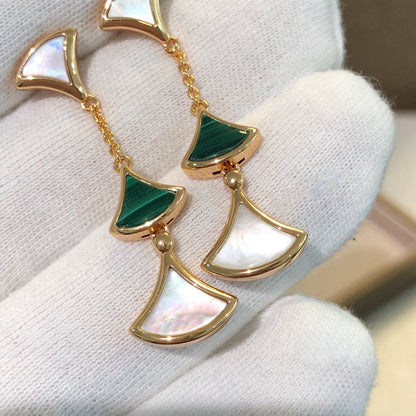 [Luna Brilliance]DREAM EARRINGS 3 MOTIFS MALACHITE MOP PINK GOLD