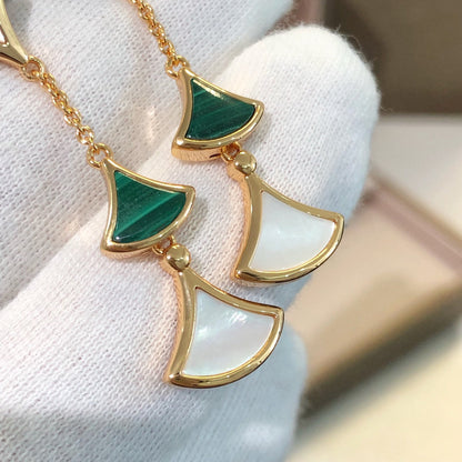 [Luna Brilliance]DREAM EARRINGS 3 MOTIFS MALACHITE MOP PINK GOLD
