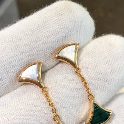 [Luna Brilliance]DREAM EARRINGS 3 MOTIFS MALACHITE MOP PINK GOLD