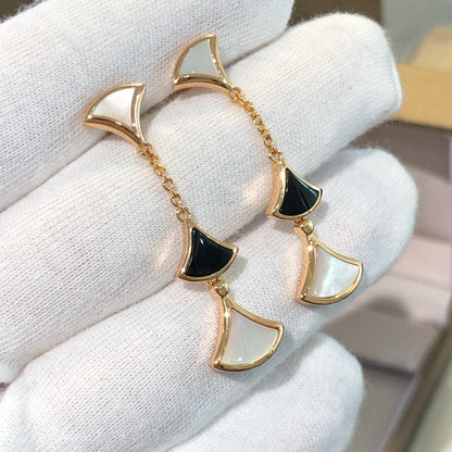 [Luna Brilliance]DREAM EARRINGS 3 MOTIFS ONYX MOP PINK GOLD