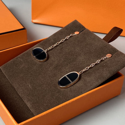 [Luna Brilliance]CHAINE VERSO BLACK CERAMIC EARRINGS