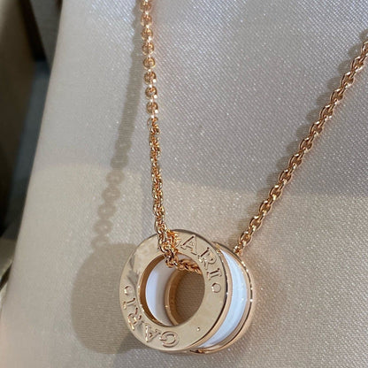 [Luna Brilliance]ZERO 1 WHITE CERAMIC PINK GOLD NECKLACE