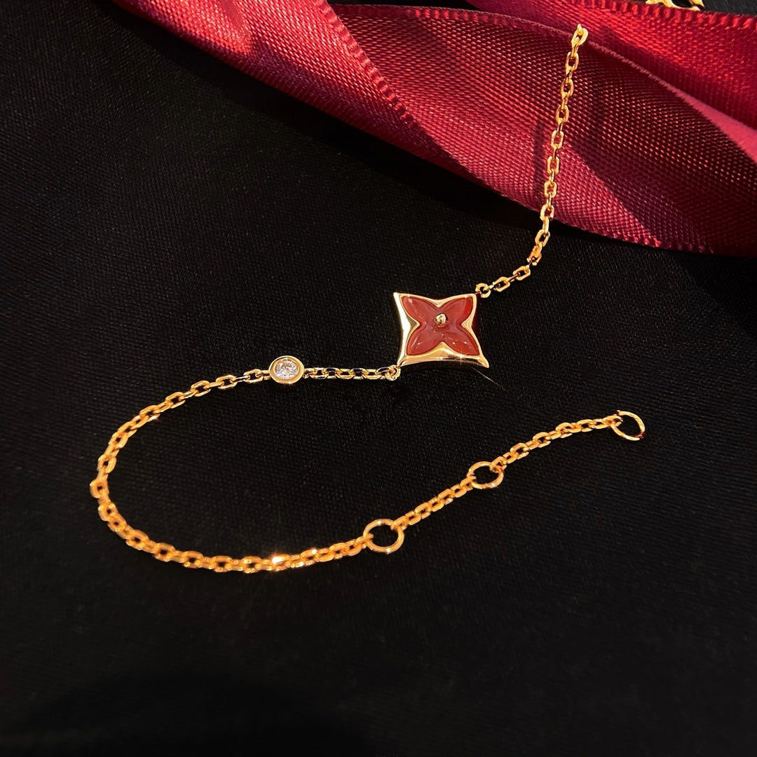[Luna Brilliance]COLOR STAR CARNELIAN PINK GOLD DIAMOND BRACELET