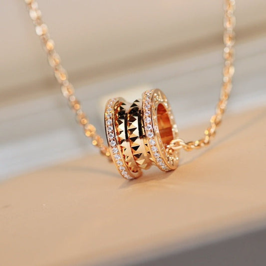 [Luna Brilliance]ZERO 1 ROCK PEDANT PINK GOLD NECKLACE