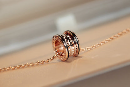 [Luna Brilliance]ZERO 1 ROCK PEDANT PINK GOLD BLACK NECKLACE