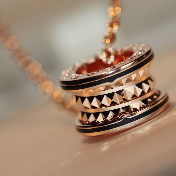 [Luna Brilliance]ZERO 1 ROCK PEDANT PINK GOLD BLACK NECKLACE