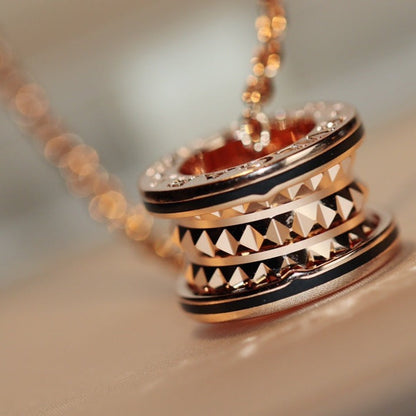 [Luna Brilliance]ZERO 1 ROCK PEDANT PINK GOLD BLACK NECKLACE