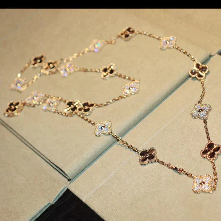 [Luna Brilliance]CLOVER 20 MOTIFS LASER DIAMOND NECKLACE