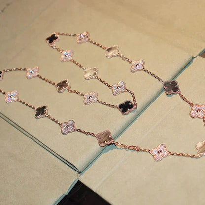 [Luna Brilliance]CLOVER 20 MOTIFS DARK MOP DIAMOND  NECKLACE