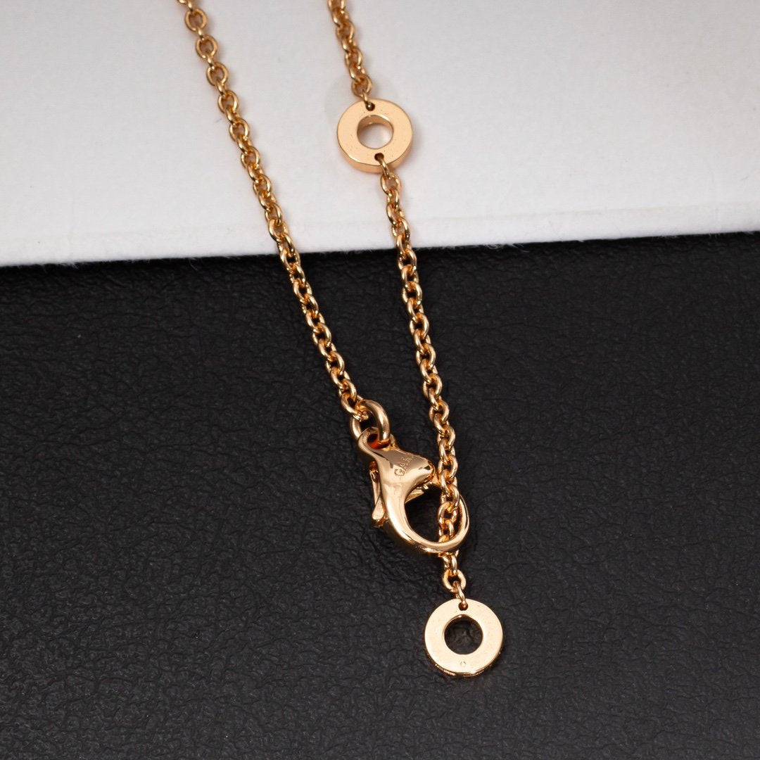 [Luna Brilliance]ZERO 1 WHITE CERAMIC PINK GOLD DIAMOND NECKLACE