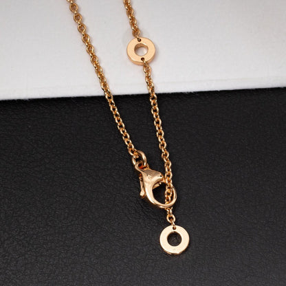 [Luna Brilliance]ZERO 1 WHITE CERAMIC PINK GOLD DIAMOND NECKLACE