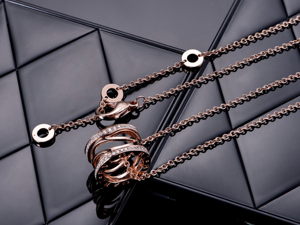 [Luna Brilliance]ZERO 1 PINK GOLD DIAMOND OPEN NECKLACE