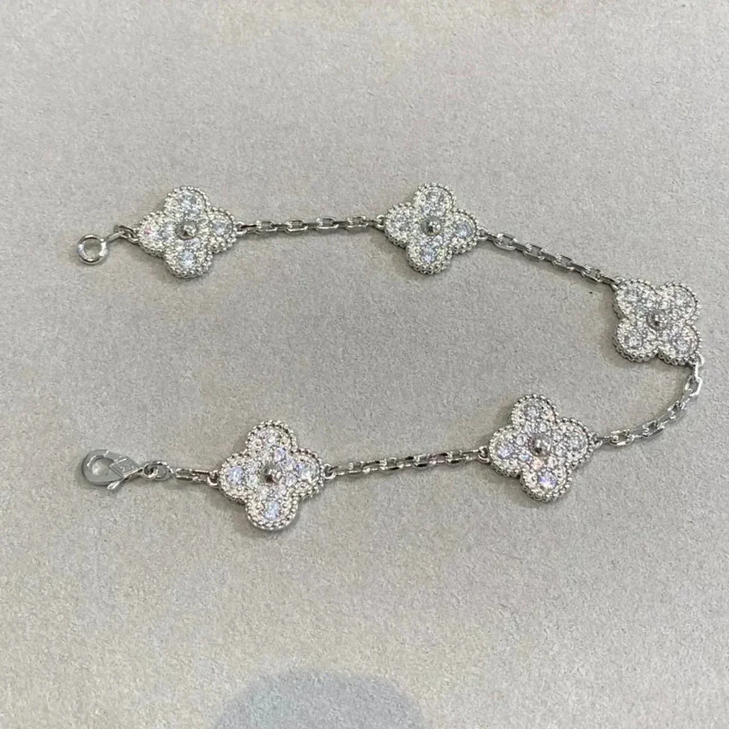 [Luna Brilliance]CLOVER 5 MOTIFS  DIAMOND BRACELET SILVER