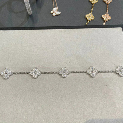 [Luna Brilliance]CLOVER 5 MOTIFS  DIAMOND BRACELET SILVER