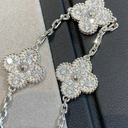 [Luna Brilliance]CLOVER 5 MOTIFS  DIAMOND BRACELET SILVER
