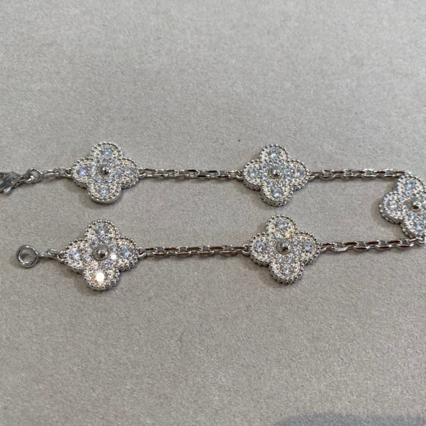 [Luna Brilliance]CLOVER 5 MOTIFS  DIAMOND BRACELET SILVER