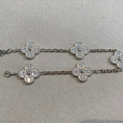 [Luna Brilliance]CLOVER 5 MOTIFS  DIAMOND BRACELET SILVER