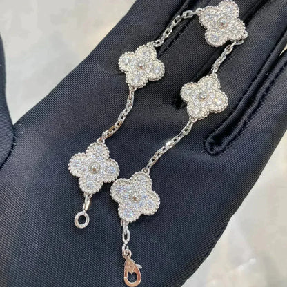 [Luna Brilliance]CLOVER 5 MOTIFS  DIAMOND BRACELET SILVER