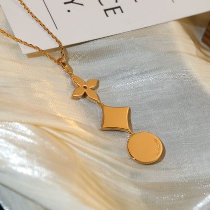 [Luna Brilliance]STAR AND SUN DIAMOND PINK GOLD NECKLACE