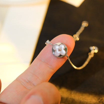 [Luna Brilliance]SUN MOTIF PINK MOP SILVER BRACELET