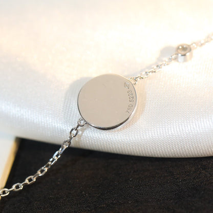 [Luna Brilliance]SUN MOTIF PINK MOP SILVER BRACELET